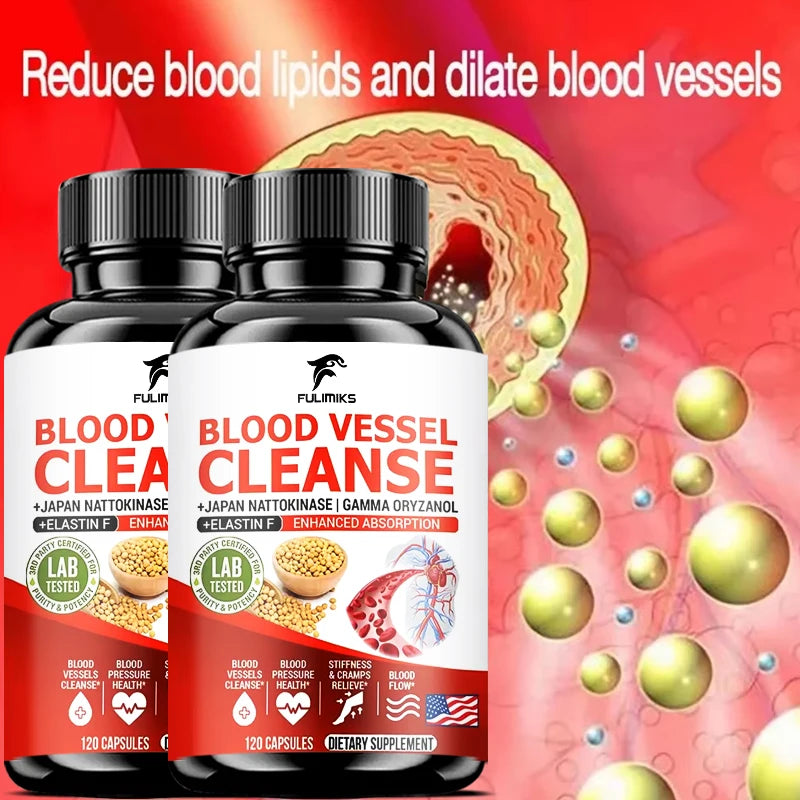 Blood Vessel Cleanse Capsules, Clean Flexible Vessels Heart Blood Promote The Best Blood Circulation And Prevent Muscle Cramp
