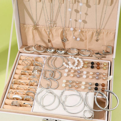 86 Pcs Fashion Jewelry Set For Women Pearl Alloy Earrings Necklaces Rings Bracelets Stackable Boho Jewelry Party Daily No Box