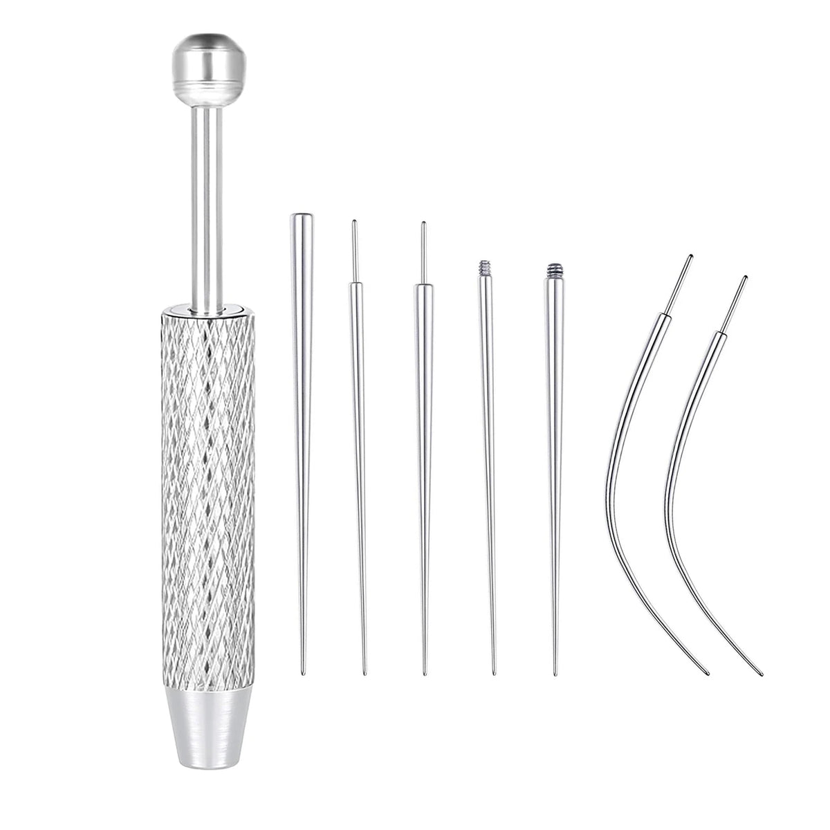 14/16/18G Titanium Curved Taper Insertion Pin Tool Internal Thread Piercing Kit For Tragus Helix Lip Nose Piercing Jewelry - 