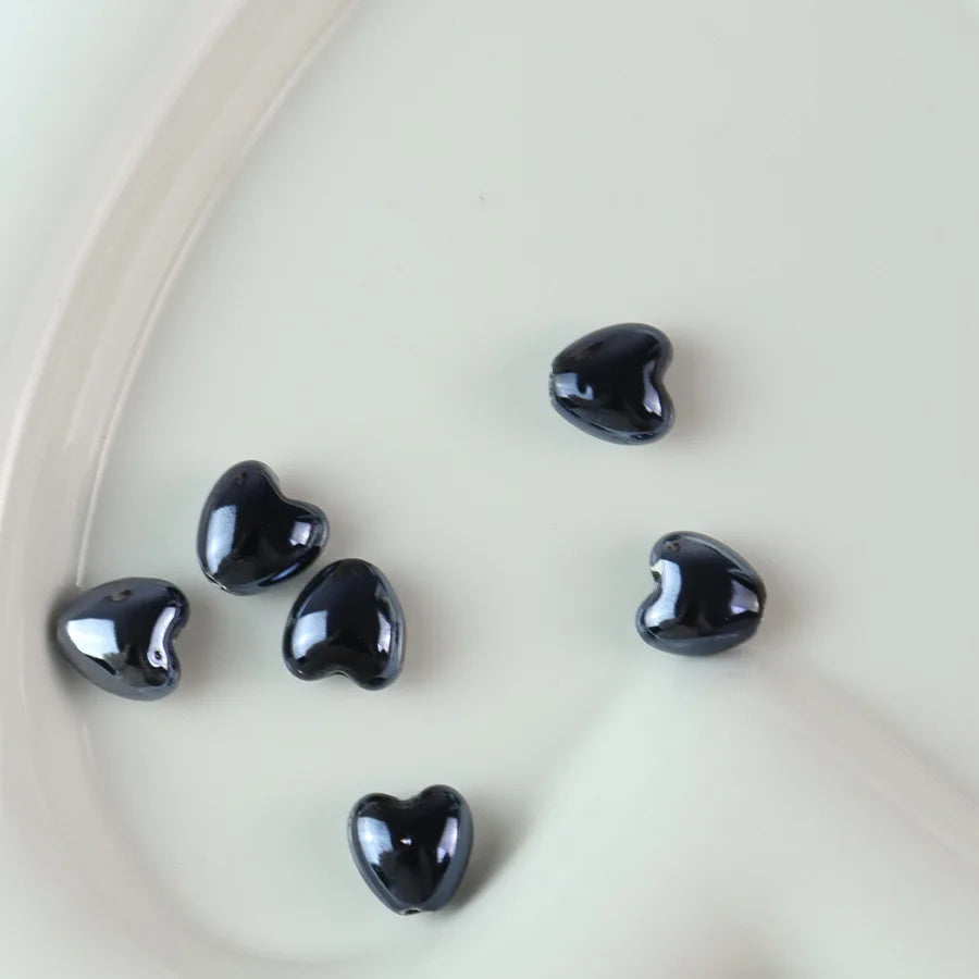 10pcs 12mm Heart Shape Shiny Glossy Ceramic Beads Porcelain Loose Spacer Beads for Jewelry Making DIY Bracelet Necklace Craft