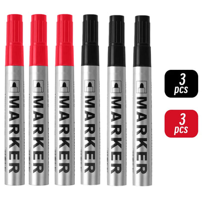 Permanent Paint Marker Pen Waterproof Black Pen for Tyre Oily Markers Quick Drying Signature Pen Stationery Supplies - 3red 3