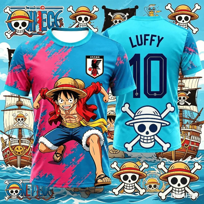 2026 Japan One Piece Luffy Football Jersey T-shirt Kids Football Special Jersey Kit Adult Men's Quick-Drying Sweatshirt