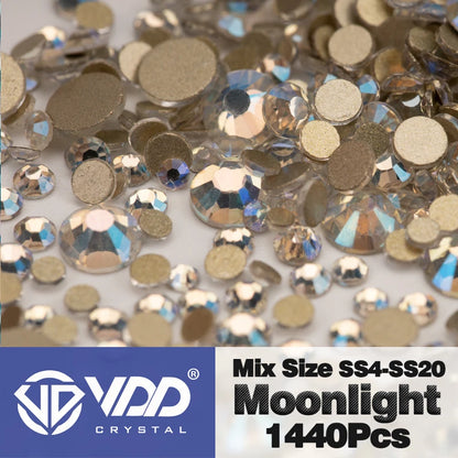 VDD SS4-SS20 Mix Size Clear Crystal Non-Hotfix Gold FlatBack Rhinestones Decorations DIY Glitter Stones 3D Nail Art Accessori