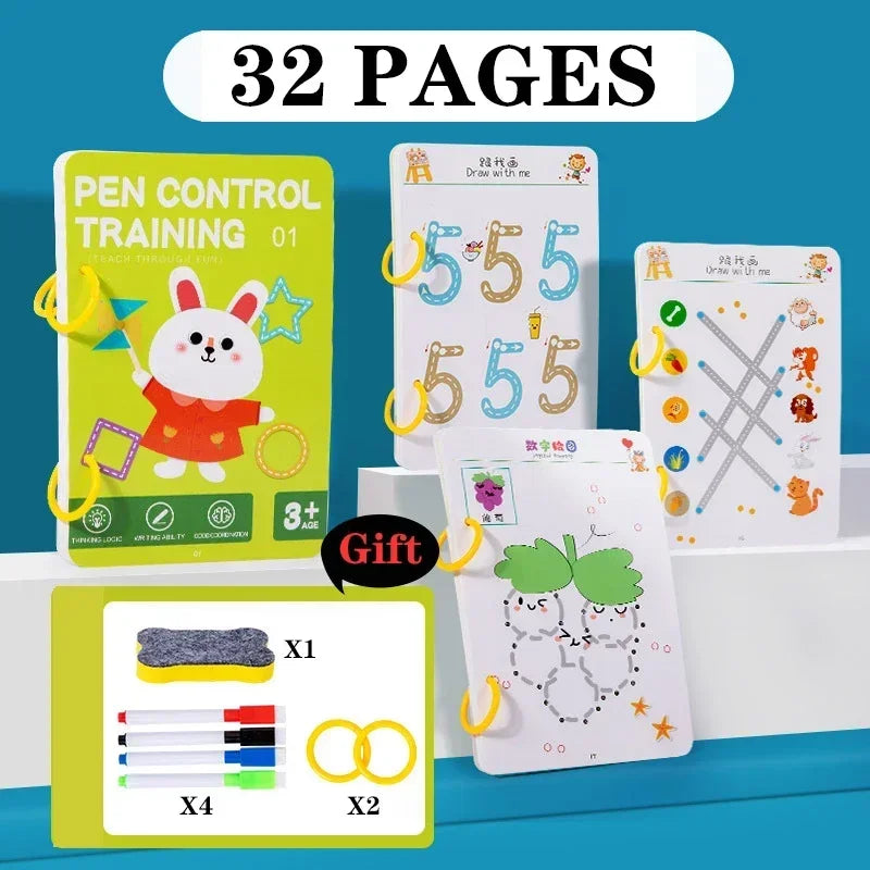 Magical Tracing Workbook Control Training Book Reusable Magic Practice Copybook Children Montessori Drawing Education Station