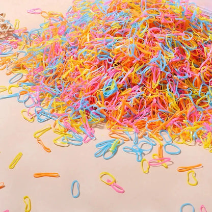 500/1000/2000pcs Girls Colourful Disposable Rubber Band Hair Ties Headband Children Ponytail Holder Bands Kids Hair Accessori