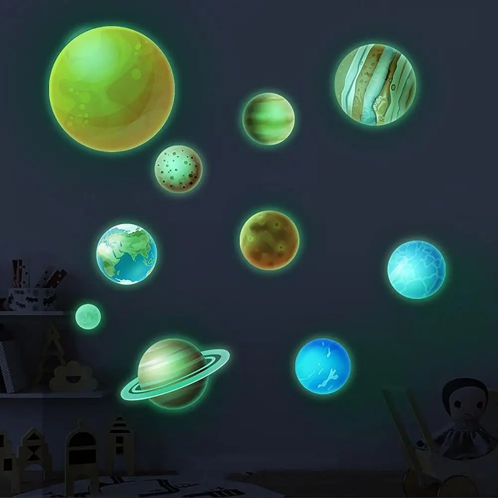 PVC Stars Wall Stickers DIY Glow in The Dark Luminous Planet Wall Decals Fluorescent Star Stickers Home Decoration