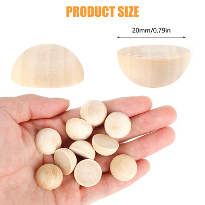 100pcs Half Wooden Beads Unfinished Half Round Wooden Balls Split Wooden Balls Mini Half Wooden Craft Balls Craft Supplies - 