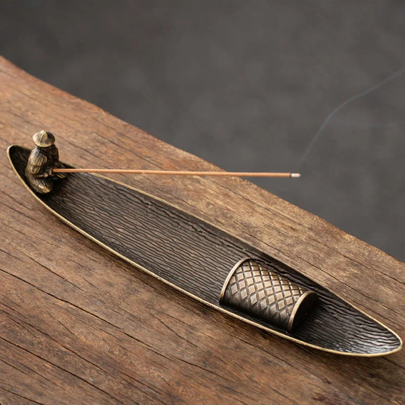 Creative Incense Holder Aromatherapy Ornament Incense Holder Boat Old Men Fishing Japanese Style Incense Stick Burner Home De