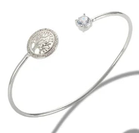 Fashion Simple Stainless Steel 3 Crystal Bracelet Bangle