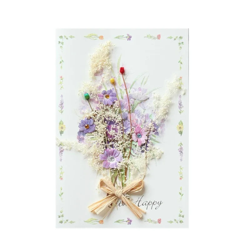 General handmade dried flowers for festivals thank you Teacher's Day greeting cards business birthday greetings gift cards