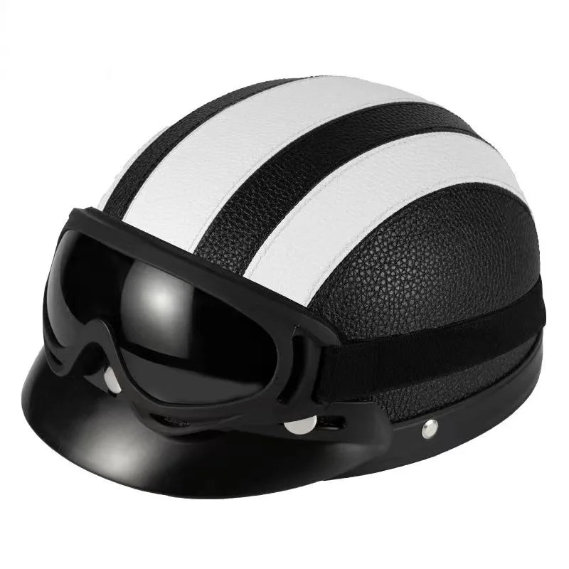 Vintage for Harley Leather Helmet for Men Women Winter Warm Universal Lightweight Half Helmet Electric Bicycles Great Gift Se