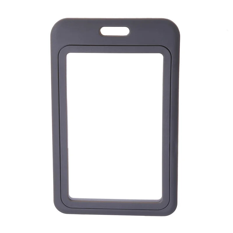 1pc Cute Double Sided Transparent ID Card Holder Waterproof Name Badge Holder Horizontal Id Badge Holder - Gray