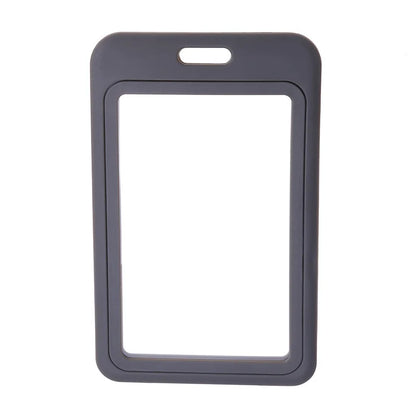 1pc Cute Double Sided Transparent ID Card Holder Waterproof Name Badge Holder Horizontal Id Badge Holder - Gray