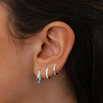 3 Pairs Stainless Steel Crystal Zirconia Hoop Earrings for Women Trendy Simple Gold Plated Circle Punk Earrings Piercing Jewe