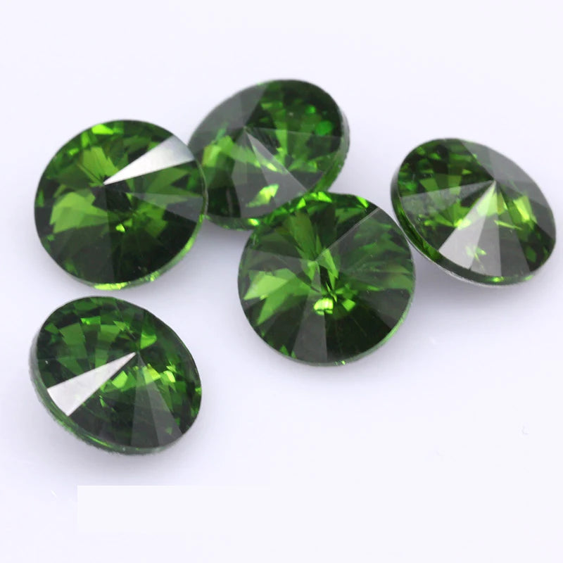 Fantastic 6/8/10/12/14/16/18/25MM Rivoli Cabochons Round Fancy Rhinestone Crystal For Applique Clothing Garment Decoration Be