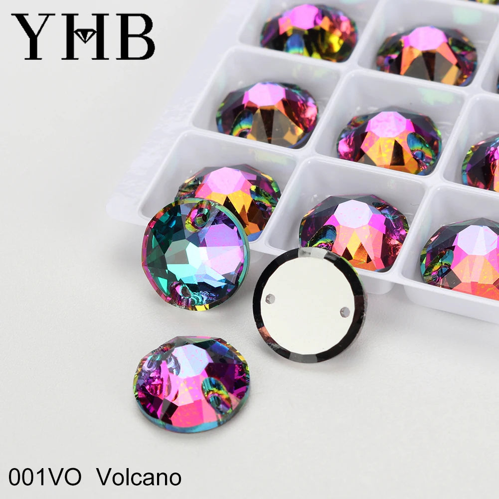 YHB Top Quality XIRIUS Glass Crystal AB Moonlight Sewing Stones Flatback Sew on Rhinestones For Garment Clothes Bags