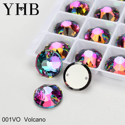 YHB Top Quality XIRIUS Glass Crystal AB Moonlight Sewing Stones Flatback Sew on Rhinestones For Garment Clothes Bags