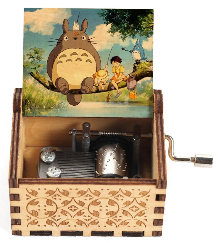 2025 HOT NEW GOOD toy Wooden painted music box, Totoro music gift, ornament, light luxury wooden hand cranked music box