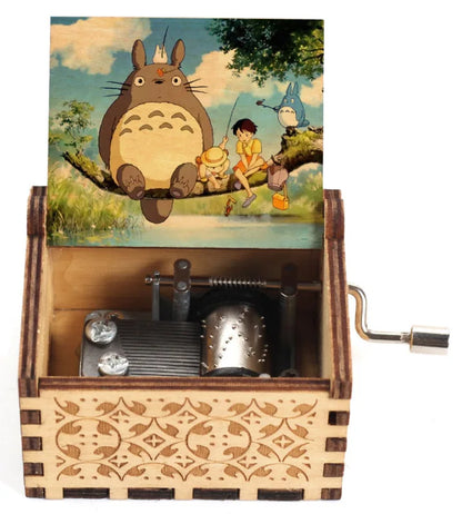 2025 HOT NEW GOOD toy Wooden painted music box, Totoro music gift, ornament, light luxury wooden hand cranked music box