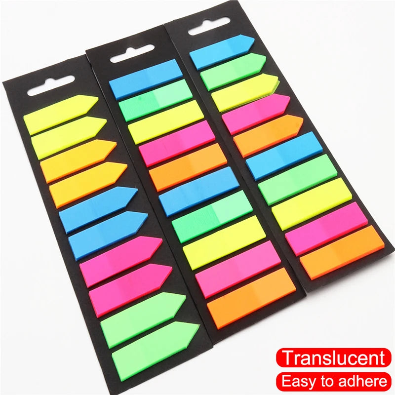 200 Sheets Color Index Sticky Notes, Transparent Adhesive for Journaling & Notes, Tabs for Books, School & Office Supplies