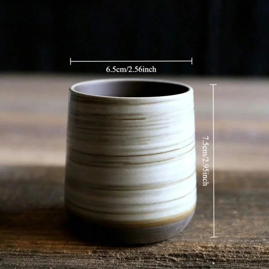 1pc Japanese Style Handmade Stoneware Tea Cup Kung Fu Tea Set Tea Cup Small Single Cup Ancient Style Quiet Road Cup Bowl Teac