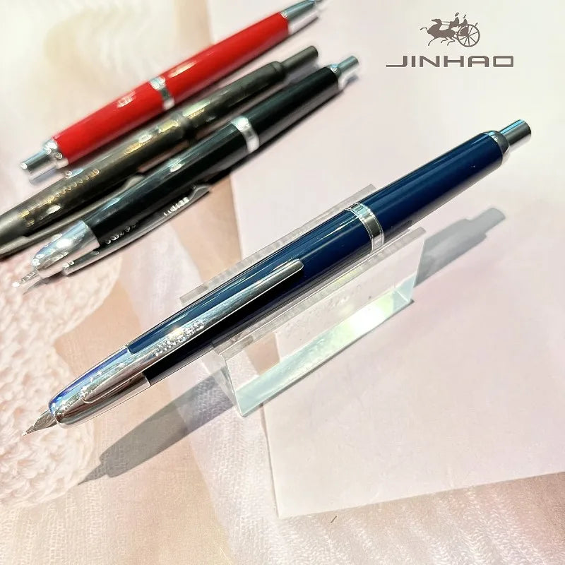 Jinhao 20 Press Retractable Fountain Pen EF/F Nib with Converter Resin Writing Gift Pen
