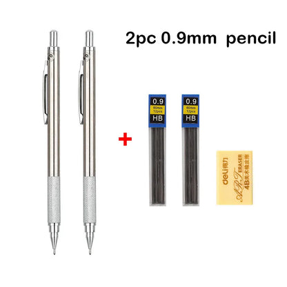 Mechanical Pencil Set 0.3 0.5 0.7 0.9 1.3 2.0mm Full Metal Art Drawing Painting Automatic Pencil with Leads Office School Sup