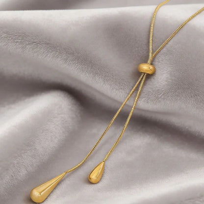 1pc legant Gold Water Drop Lariat Necklace for Women, Adjustable Y-shaped Pendant Necklace,