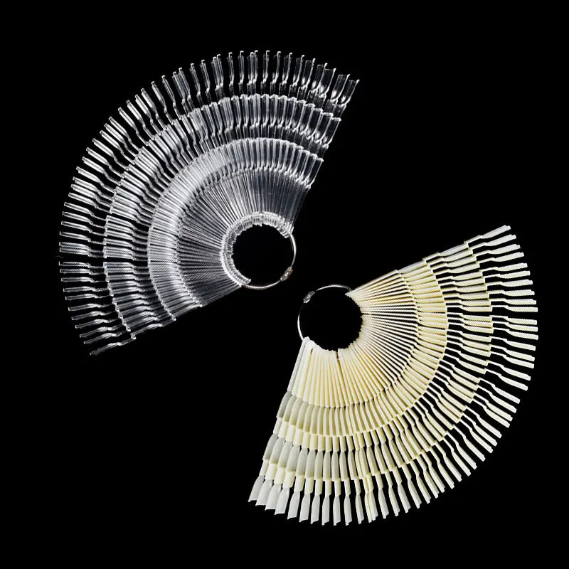 50pcs/set 150 Tips 3 Knots Nail Art Display Swatch Fan-Shaped Chart UV Gel Nail Polish Practice Color Card Palette Tool