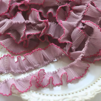 Colored 3cm Dog Teeth Collar Folded Lace for Dress Children's Clothing Skirt Collar Skirt Edge Garment Material Accessories X