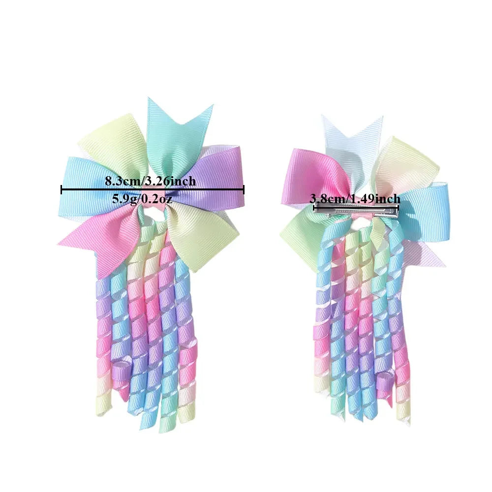 2PCS/Set New Children's Colorful Hair Clip Headdress Bow Tassel Hair Accessories Candy Color Little Girl Hair Clip Kids Gift