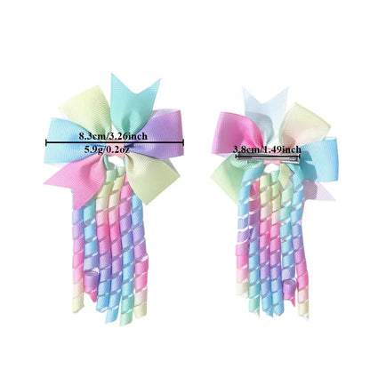 2PCS/Set New Children's Colorful Hair Clip Headdress Bow Tassel Hair Accessories Candy Color Little Girl Hair Clip Kids Gift