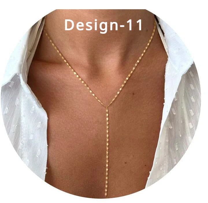 Lariat Gold Necklace for Women Teen Girls Mom, Dainty Long Necklace 14k Gold Plated STAINLESS STEEL Y-Shaped Pendant Necklace