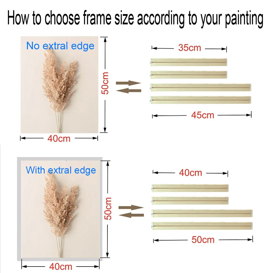 Various Sizes Canvas Frame Wooden Frames Natural Wooden Photo Oil Painting Canvas Diamond Painting Frames Canvas Wood Wall Fr