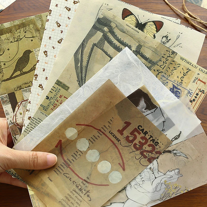 Retro scrapbook supplies, aesthetic diary tool kit, material paper set, simple Instagram style background, handmade DIY mater
