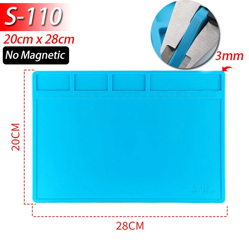 Soldering Station Mat Silicone Work Mat Heat Resistant 932°F Anti-Static - S110