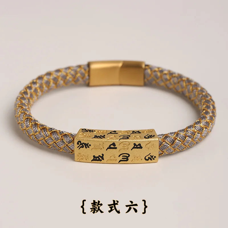 Six-character Mantras Amulet Hand Rope Patron Saint Life Year Chinese Style Fashion Lucky Bracelet Tide Hand-woven Multi-colo