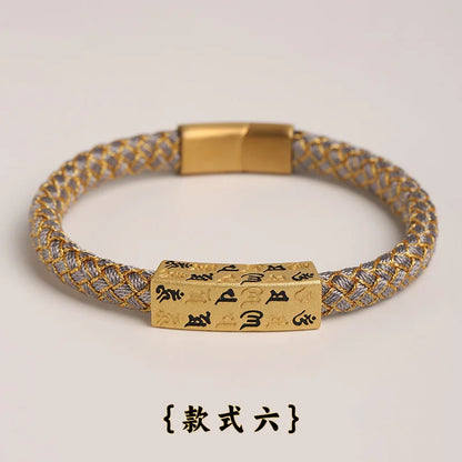 Six-character Mantras Amulet Hand Rope Patron Saint Life Year Chinese Style Fashion Lucky Bracelet Tide Hand-woven Multi-colo
