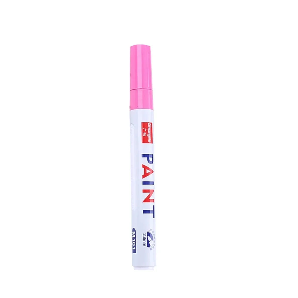 Car Paint Pen Waterproof Car Wheel Tire Oily Painting Mark Pen Auto Rubber Tyre Tread CD Metal Permanent Paint Marker - Pink