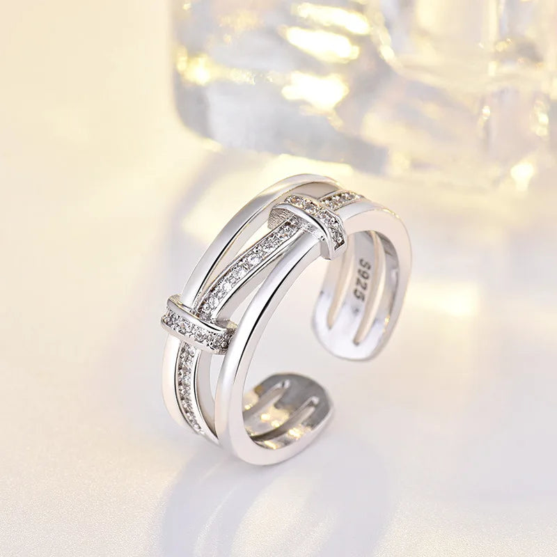 925 Sterling Silver Ring Sparkle Zircon Luxury for Women Rings Wedding Fine Jewelry Accessories Party Gift - YJ-1 J162