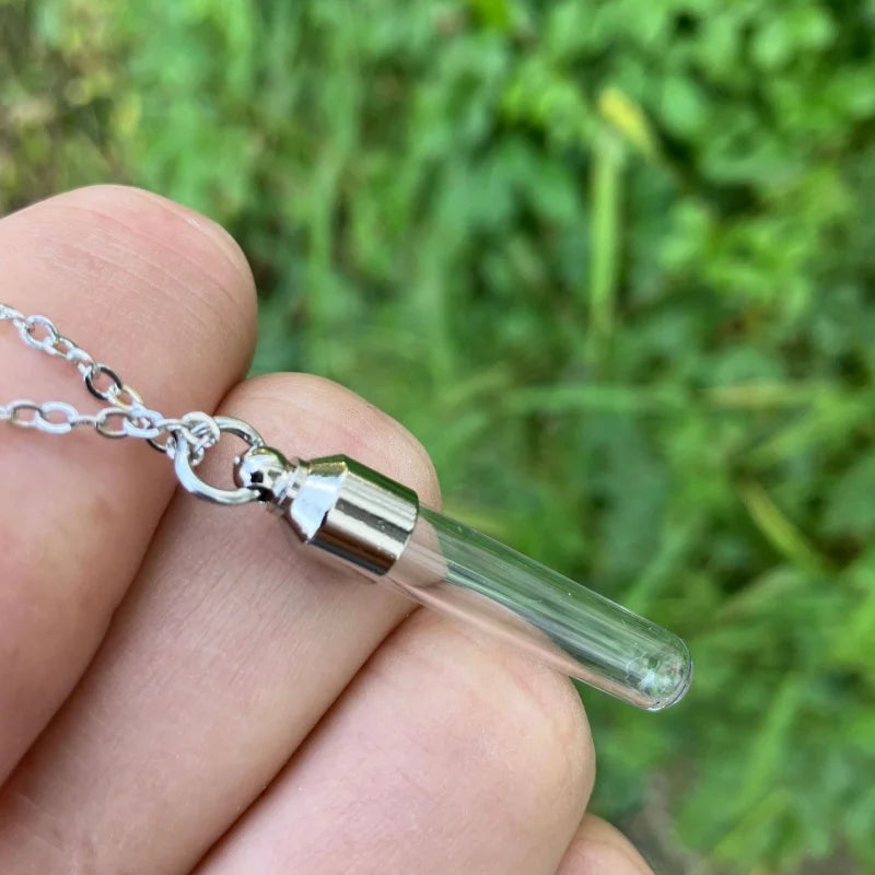 Stainless Steel Glass Cremation Cylinder Tube Urn Pendant Memorial Necklace Ashes Holder Keepsake Cremation Jewelry