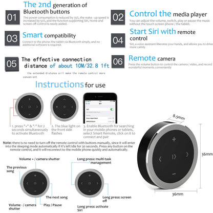 Mini Wireless Bluetooth-compatible Media Button Remote Controller Car