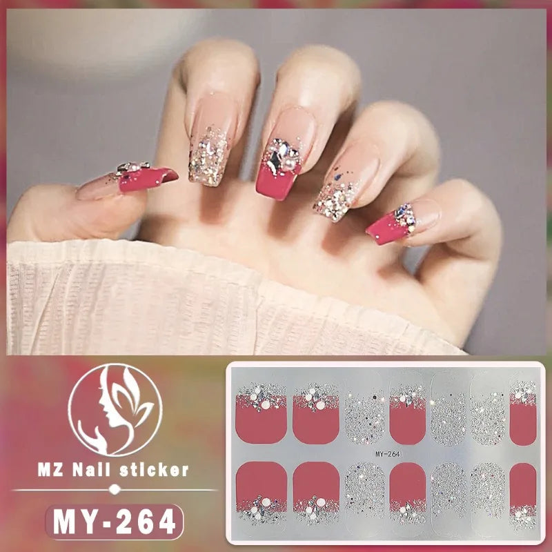 Nail Sticker Full Cover Waterproof Nail Art Manicure Decoration Sweet DIY Nail Decail Rhinestones Self Adhesive Manicure INS 