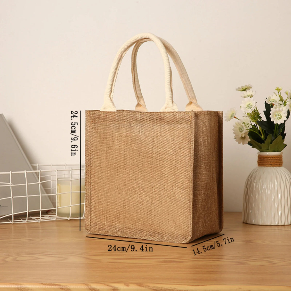 Linen bag Hand-painted cotton sacks Jute portable imitation sacks Linen bags Shopping bags Laminated bags