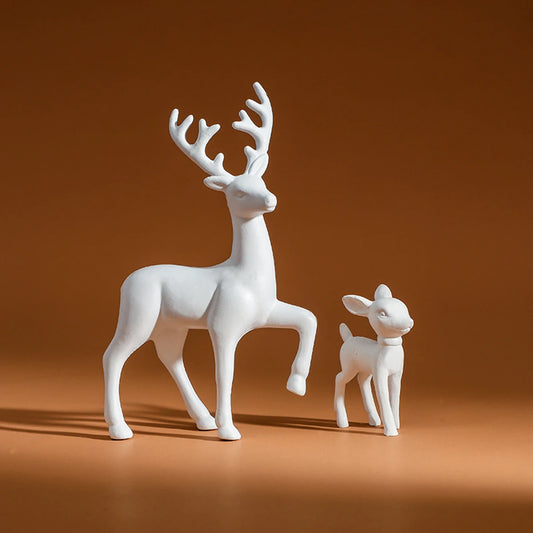 2 Pcs Deer Figurines Kawaii Style for Kids Room Decor DIY Crafts