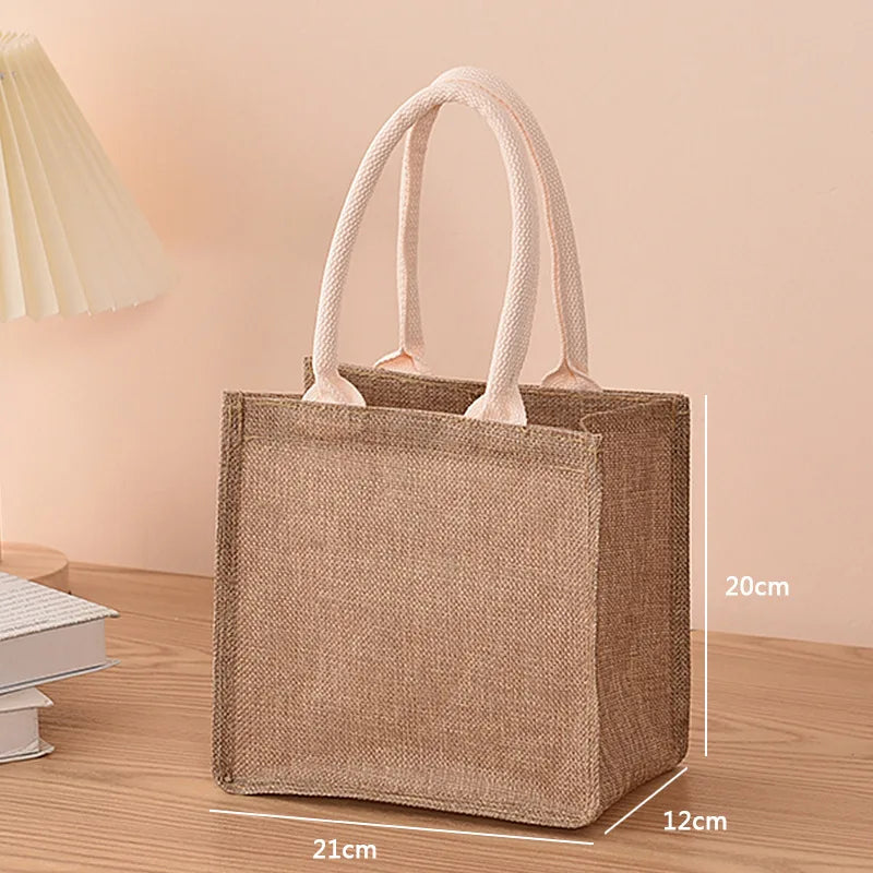 Linen bag Hand-painted cotton sacks Jute portable imitation sacks Linen bags Shopping bags Laminated bags - VerticalS