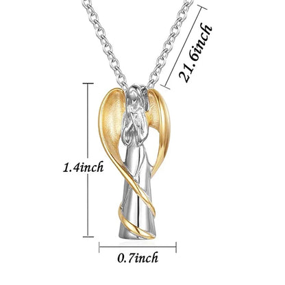 Cremation Urn Necklace for Ashes Angel Wing Keepsake Locket Stainless Steel Cremation Jewelry Waterproof Memorial Pendant Gif