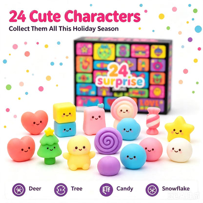 Christmas Easter Advent Calendar 24 Pcs Unique Cute Squishy Fidget Toy Slow Rebound Anxiety Relief Mystery Surprise Gift Box