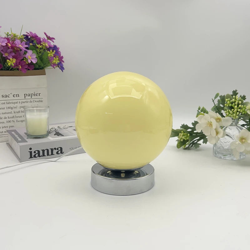 Murano Glass Desk Lamp USB Powered Glass Table Bedside Lamps Vintage Glass Lamp with 3 Color Temperature - cream