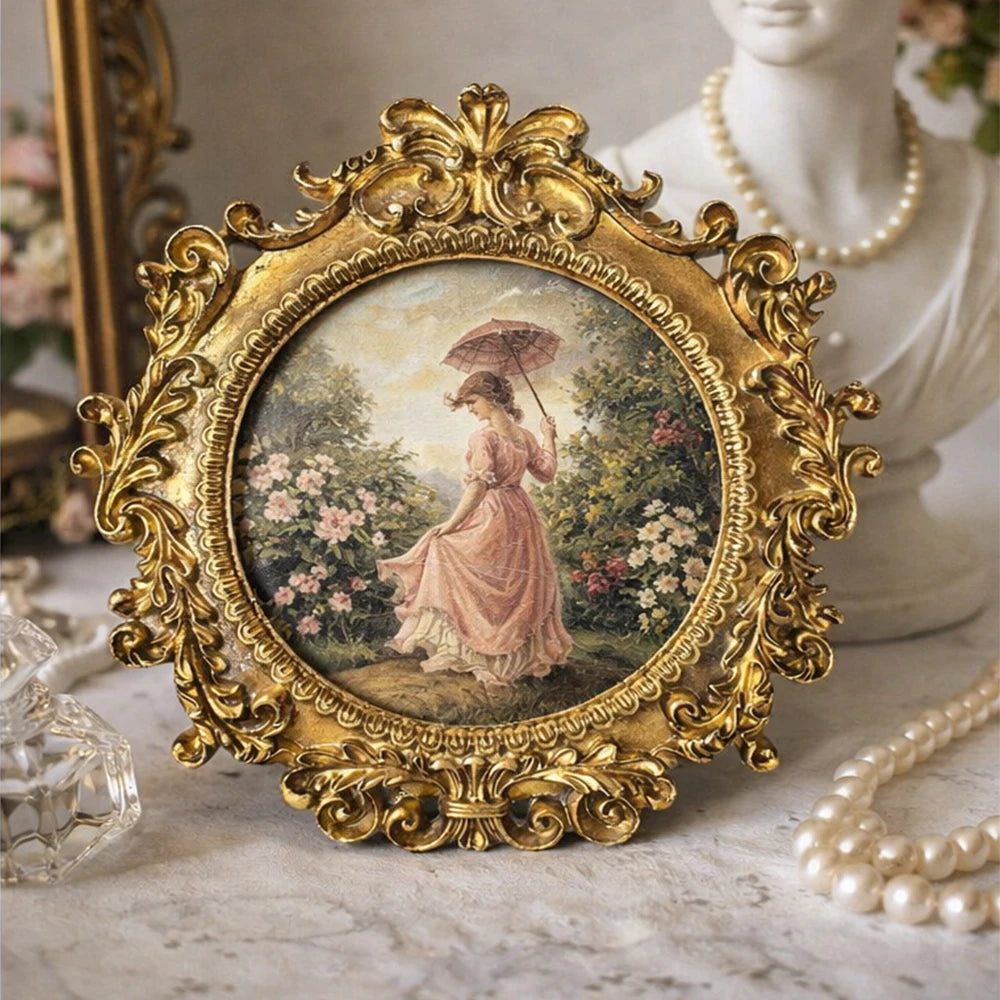 1pc Vintage Picture Frame Luxury Ornate Antique Picture Photo Frame Vertical Wall Tabletop Decor Fashioned Art Decor Frame Go